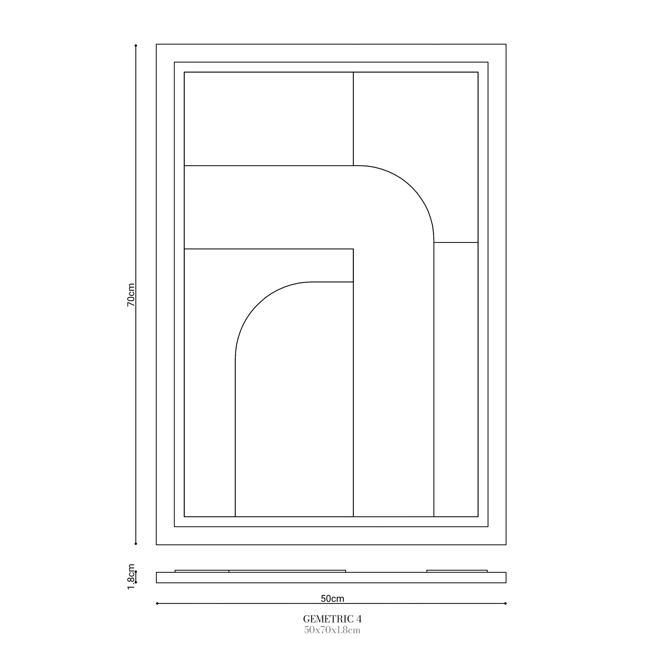 Wall Decor 500x700x18mm GEOMETRIC 4 MURSO Milky Grey - Image 4