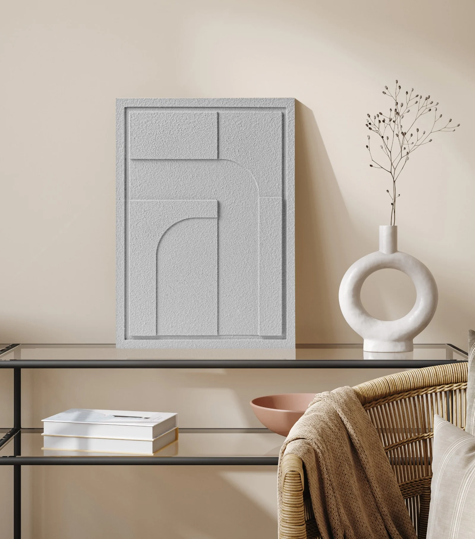 Wall Decor 500x700x18mm GEOMETRIC 4 MURSO Milky Grey - Image 6